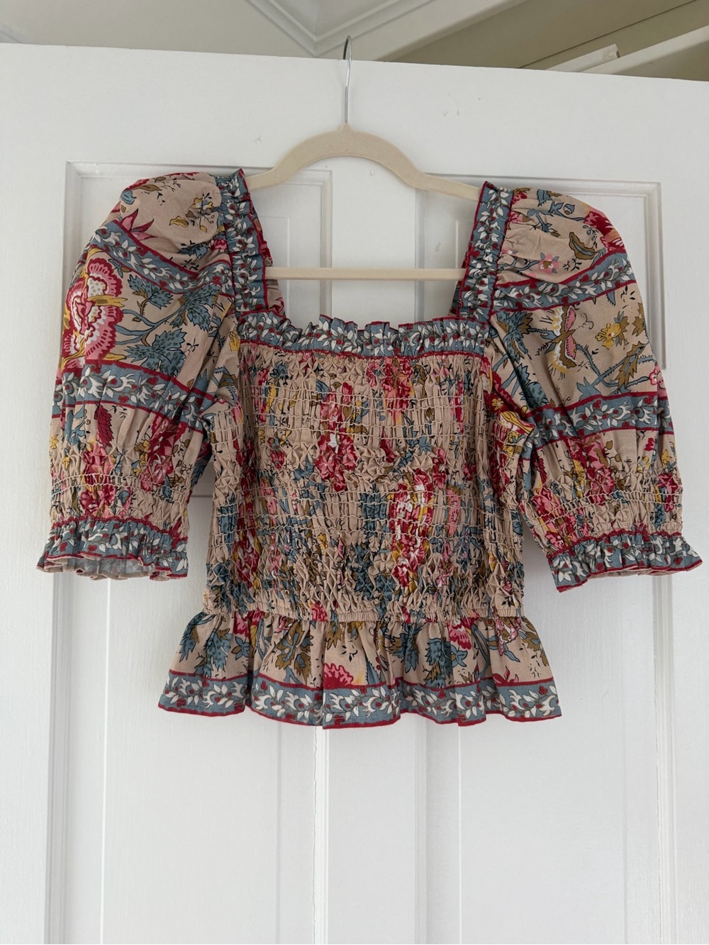 Sea New York Floral Smocked Puff-Sleeve Top